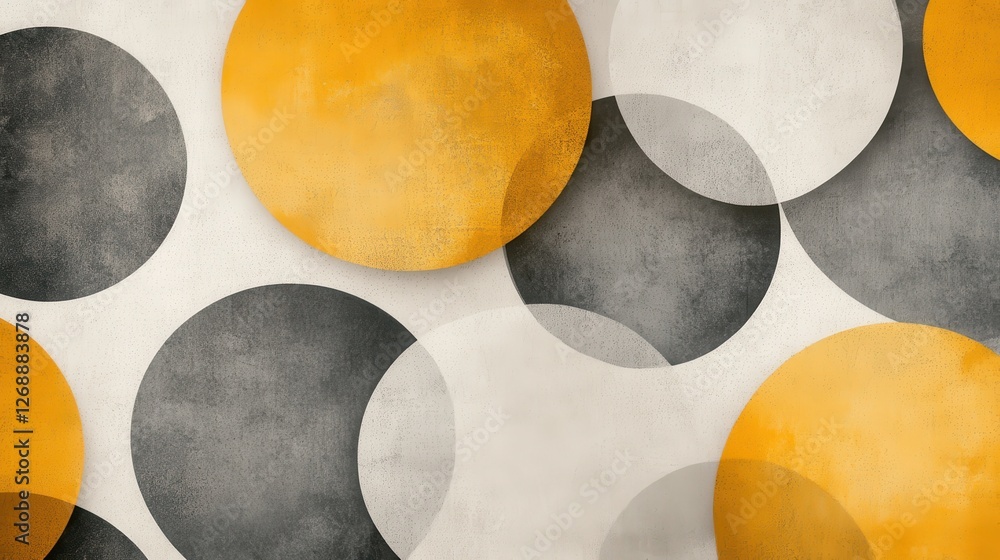 Aufkleber arrangement of minimalist amber and gray circles creating a harmonious blend of colors and shapes in