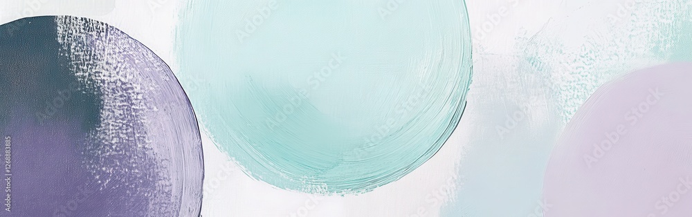 Aufkleber Minimalist circular brushstrokes in muted mint tones create a calming abstract design for modern decor