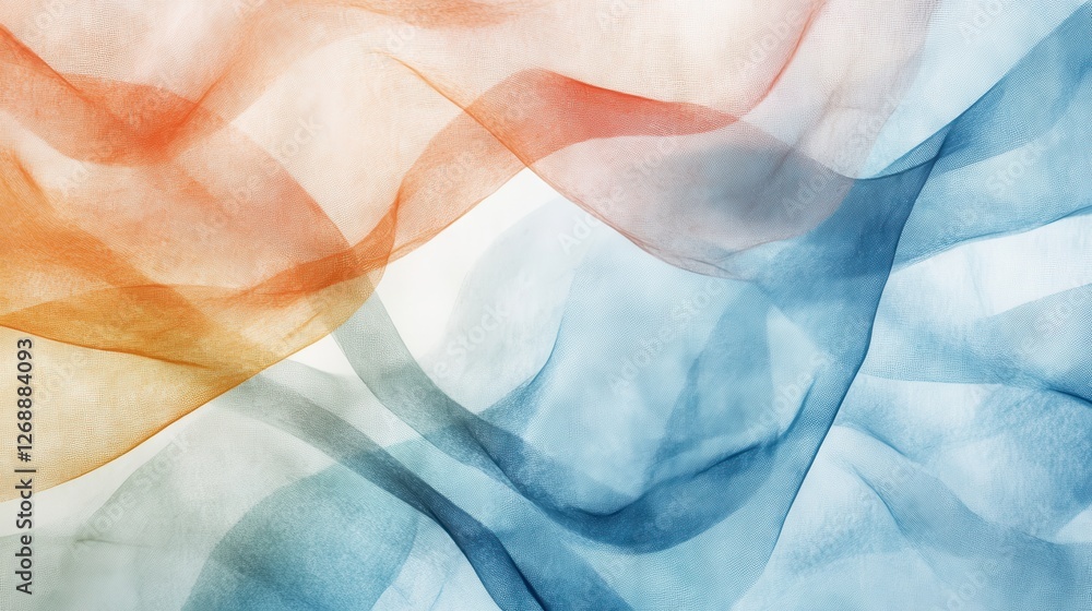 Poster Elegant flowing fabric patterns create a serene atmosphere with warm and cool hues blended together in captivating strokes
