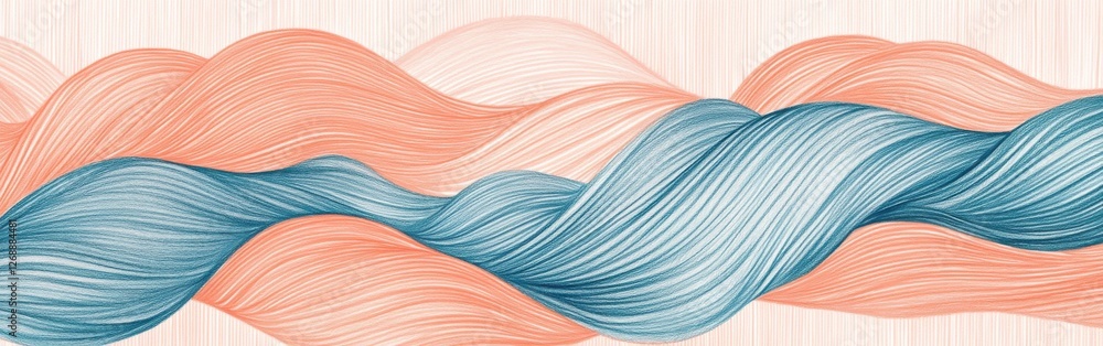 Poster elegant pencil strokes create a soothing gradient pattern with repeating waves in soft pastel colors