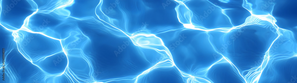 Poster Breathtaking abstract image showcasing swirling electric blue liquid waves and flowing patterns creating a mesmerizing futuristic and technological visual effect