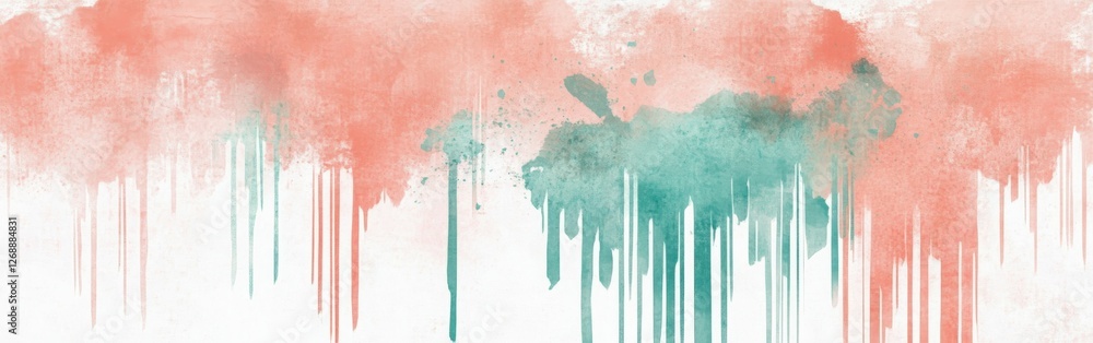 Aufkleber Elegant coral and teal dashed patterns create a modern artistic backdrop for various styles and designs