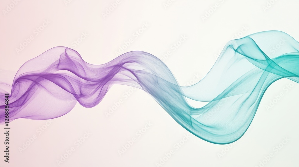 Poster flowing lavender and teal strokes create a serene haze in a soft background