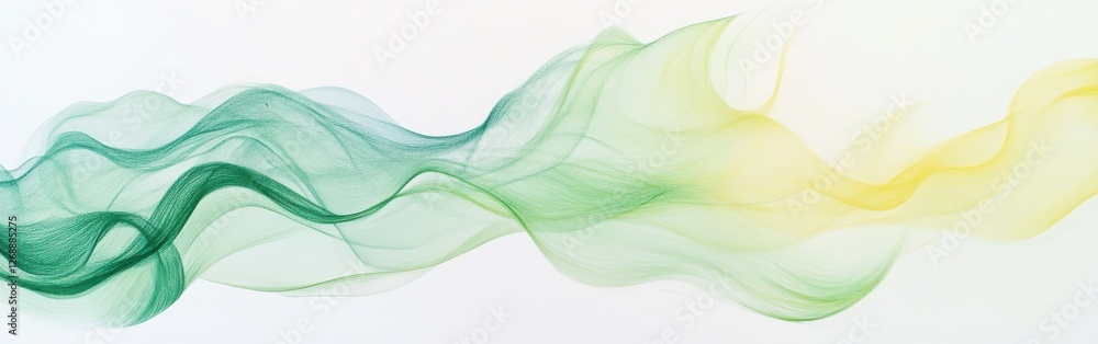 Aufkleber curving lines of pastel pencil strokes creating a flowing, abstract design with green and yellow ton
