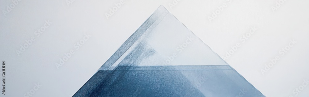 Poster abstract triangular shape on clean white canvas showcasing delicate layers of color and light