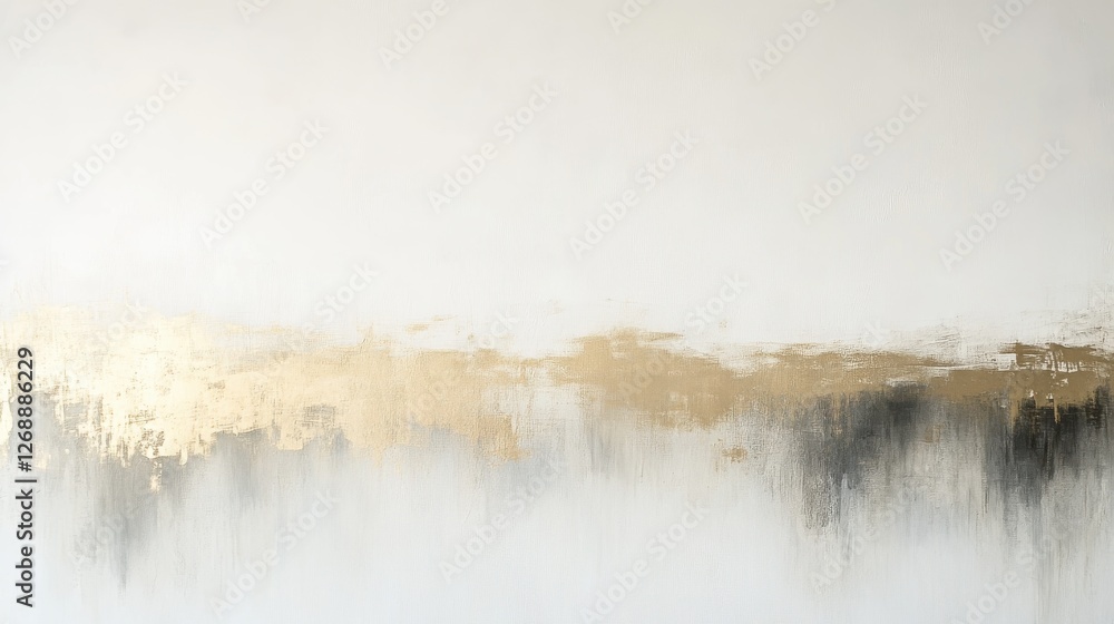 Aufkleber abstract artwork with muted tones and a textured white background featuring gold accents blending ha