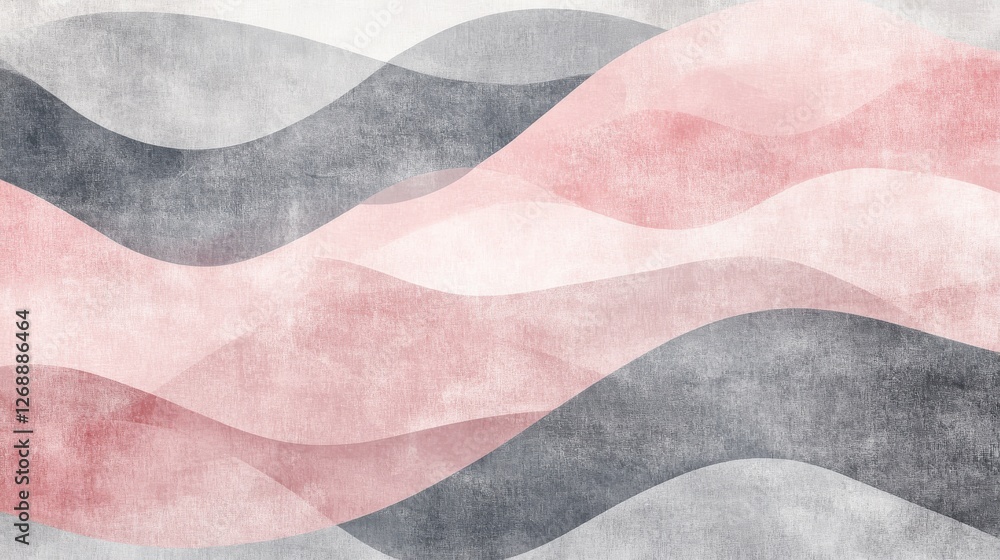 Aufkleber abstract pencil strokes create flowing patterns with wavy textures and shades of gray and pink in a 