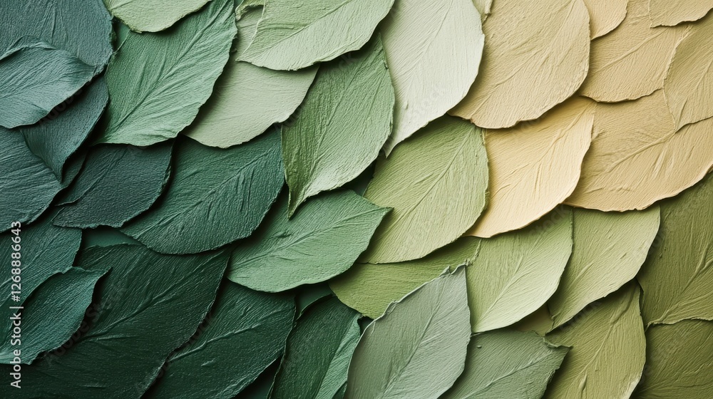 Aufkleber abstract gradient of pencil strokes blending various shades of green with textural leaf patterns in 
