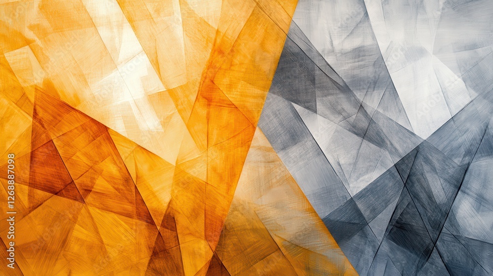 Poster abstract pencil strokes create a dynamic interplay of orange and gray hues in a textured background
