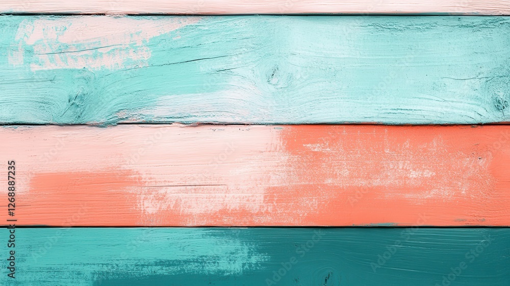 Aufkleber horizontal abstract artwork featuring pastel coral and teal colors to enhance creative spaces and vi