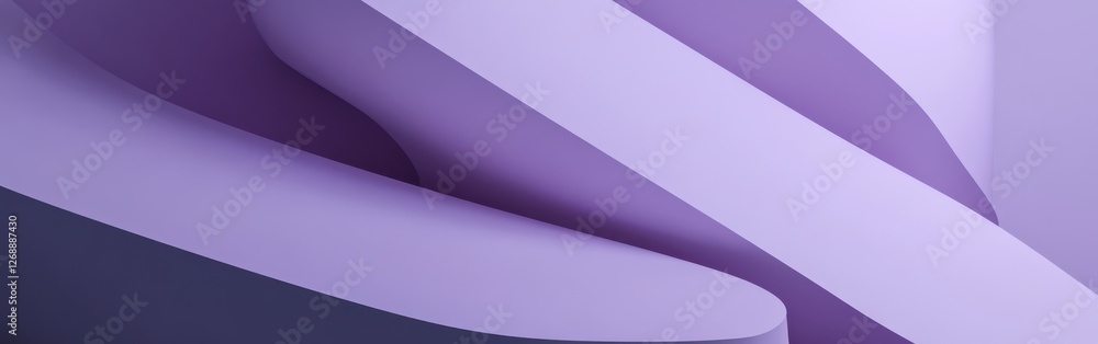 Fototapete Abstract monochromatic design featuring flowing lavender hues with layered shapes and smooth curves in a modern style