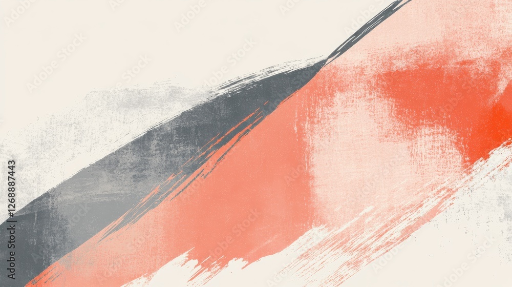 Poster abstract negative space design with dynamic brush strokes in red and gray on a soft background