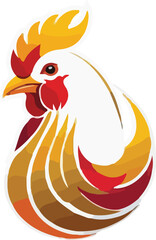 Colorful Cock Illustration vector design, Cock logo and icon Design, Cock vector design