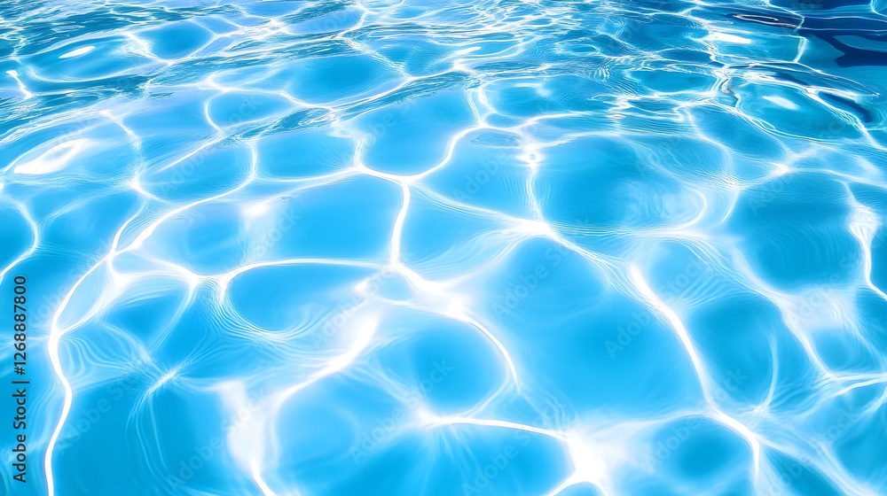 Poster breathtaking reflections and ripple patterns on the calm crystal clear surface of a serene azure blu
