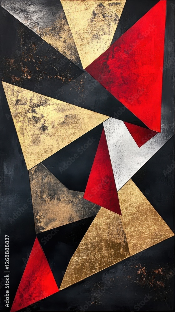 Leinwandbilder Bold geometric shapes create a striking abstract artwork in vivid colors with a dynamic composition that draws the eye