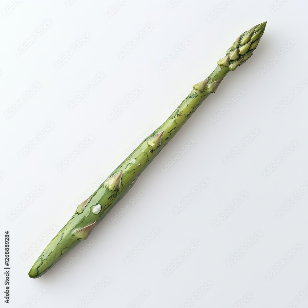 Poster fresh asparagus spear highlighting its unique texture and vibrant green color against a light backgr