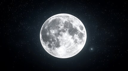 Fototapeta premium Bright Full Moon Against Starry Night Sky with Twinkling Stars
