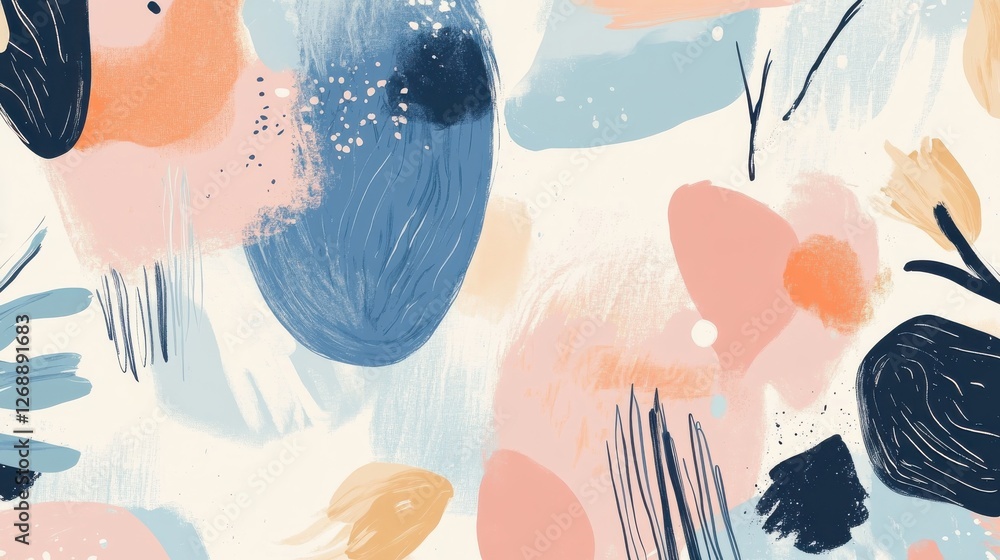 Aufkleber Dreamy abstract design featuring soft pastel blues with gentle shapes and textures creating a serene visual experience
