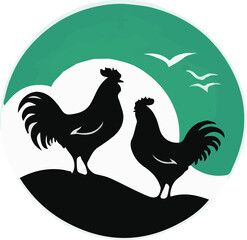 Silhouette Cock Illustration vector design, Cock logo and icon Design, Cock vector design