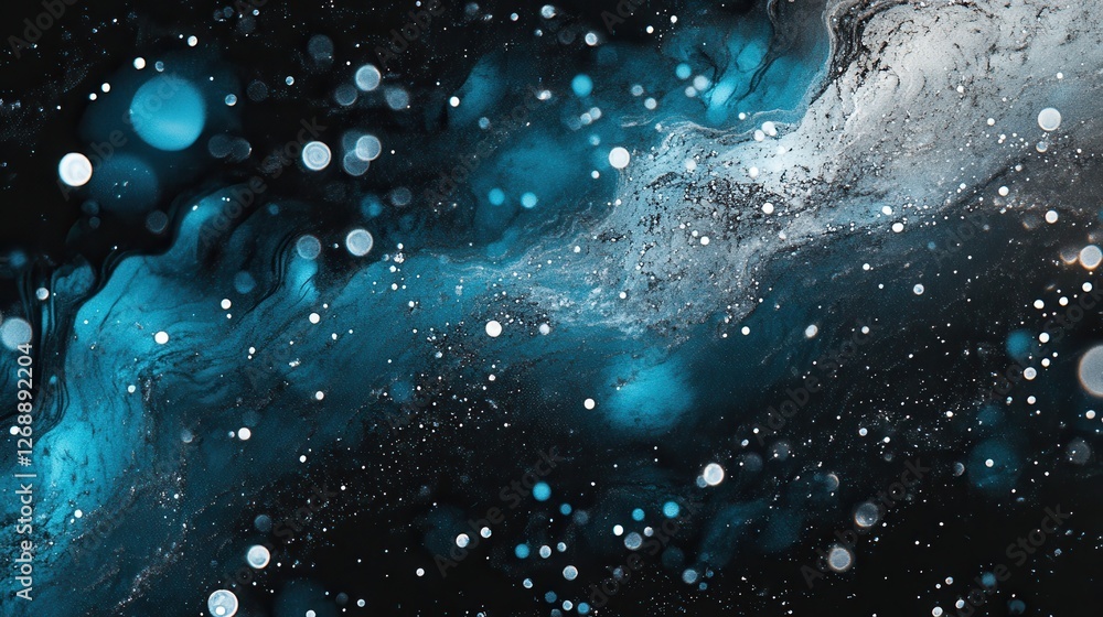 Aufkleber cosmic bokeh effect with glowing silver and vibrant blue in a galactic background of swirling patter