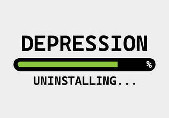 Barra de desinstalar la depresión en fondo blanco