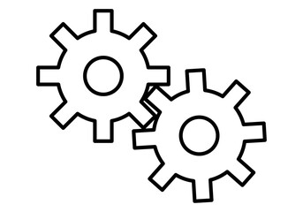 Icono negro de rueda de engranaje en fondo blanco