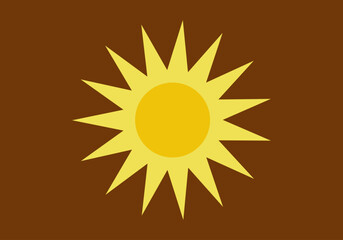 Sol con rayos en fondo cálido naranja oscuro