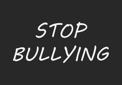 Cartel de stop bullying o parar acoso escolar de letras blancas en fondo negro
