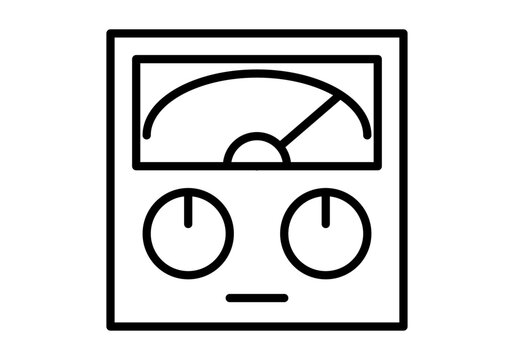 Icono negro de medidor de volt&iacute;metro en fondo blanco