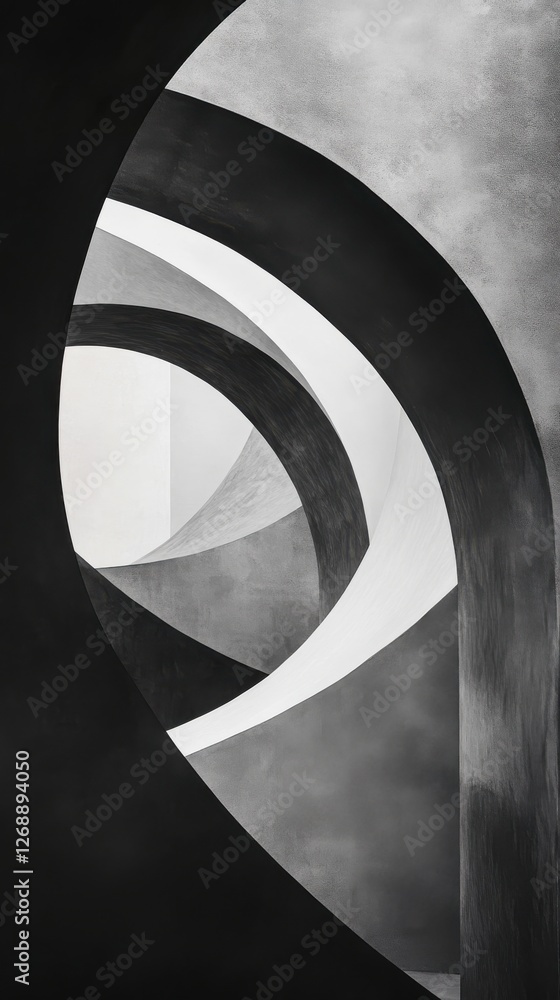Poster Exploring subtle overlaps of charcoal gray shapes creating depth and dimension in an abstract setting