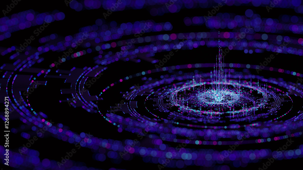 Poster Big data artificial intelligence machine learning neural network flow complex information science innovation technology data analysis visualization cyberspace future. 3d rendering..