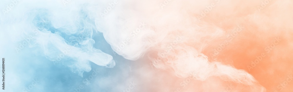 Aufkleber Soft pastel gradient blending peach and blue creates an ethereal atmosphere perfect for artistic projects and relaxation