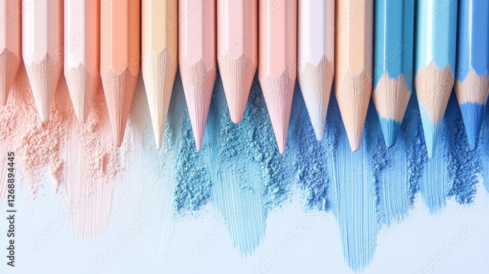 Leinwandbilder soft pencil strokes show a gradient transition from warm to cool colors for artistic expression