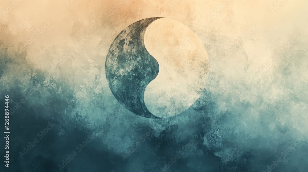 Poster artistic rendition of a yin and yang symbol with texture