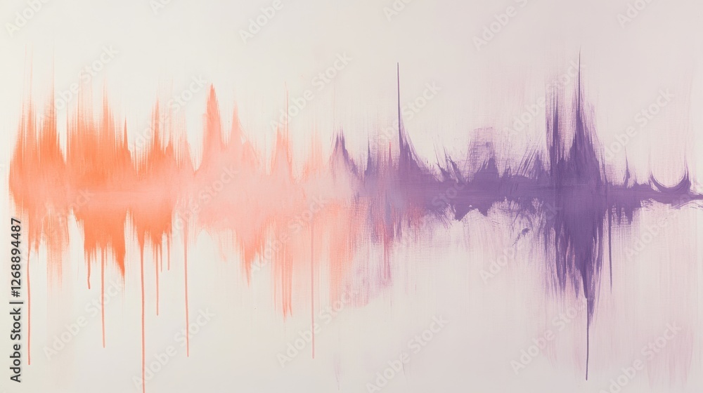 Fototapete soft pencil strokes create a tranquil landscape with muted lavender and gentle drips enhancing seren