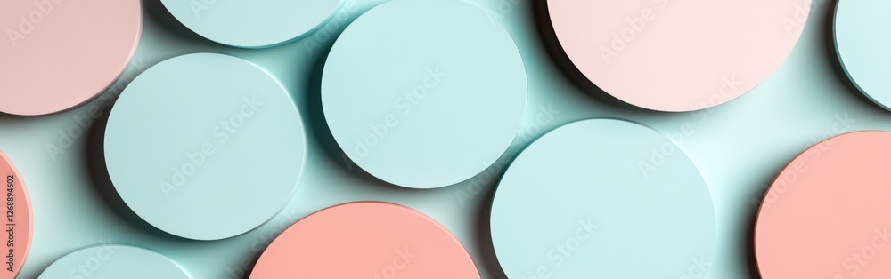 Fototapete soft overlapping circular forms create a soothing design in muted mint and pastel tones for a contem