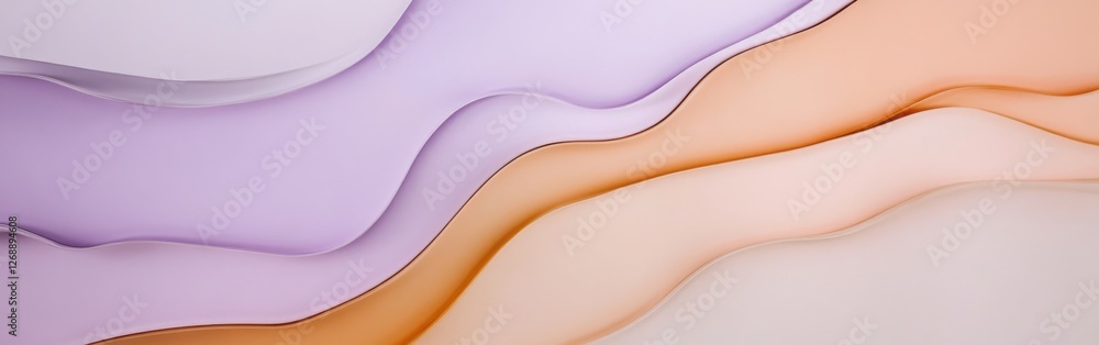 Poster soft pastel amber and lavender waves create a tranquil visual flow in an abstract design