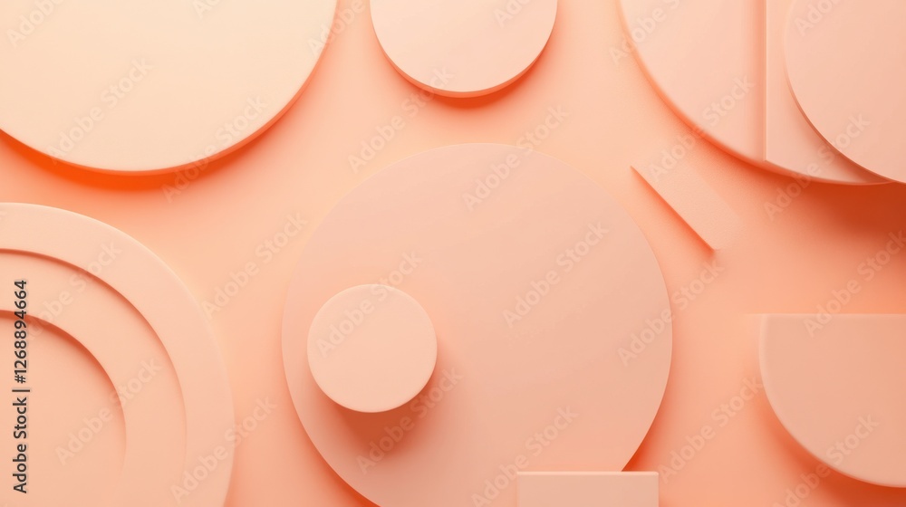 Leinwandbilder geometric shapes in subtle peach tones create a serene, modern backdrop for creativity and design in