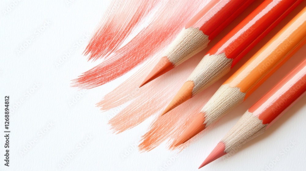 Aufkleber Artistic display of smooth pencil strokes and translucent brushstrokes with warm colors
