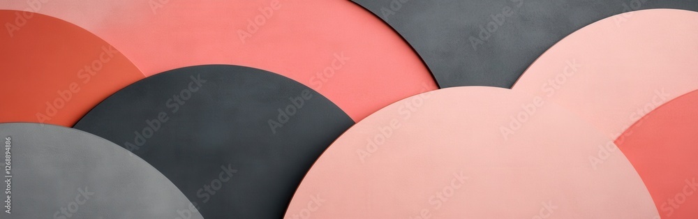 Aufkleber muted coral and gray arcs create a soothing pattern in a contemporary design setting