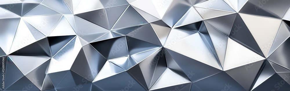 Poster modern low-poly gradient background featuring metallic triangular shapes and smooth transitions