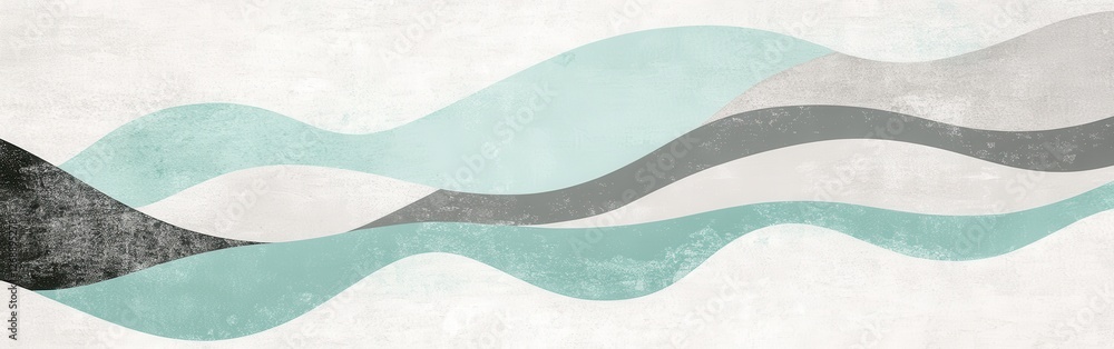 Poster Minimalist pencil strokes create a soothing wash with repeating waves in soft colors