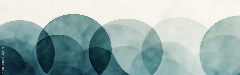 Poster Minimalist pencil strokes form a gradient of circular shapes in soft hues creating a tranquil atmosphere