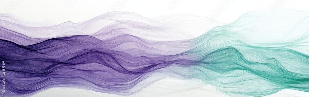 Poster Minimalist pencil strokes create a smooth gradient flowing from purple to green in an artistic representation of gentle movement