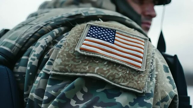 AUSA flag patch on uniform of deployed servicemember