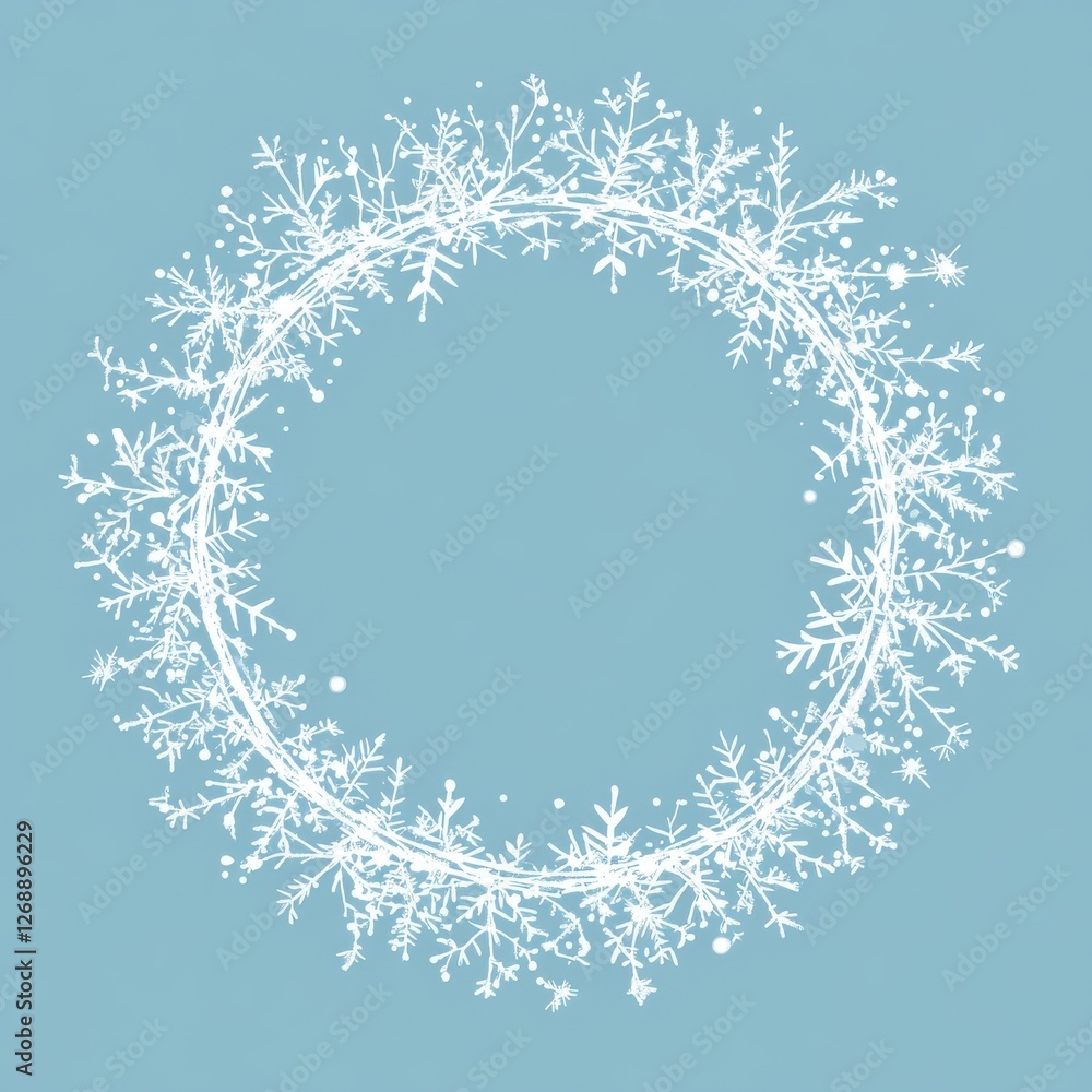 Aufkleber intricate snowflake pattern creating an elegant circular design on a soft blue background