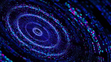 Big data artificial intelligence machine learning neural network flow complex information science innovation technology data analysis visualization cyberspace future. 3d rendering..