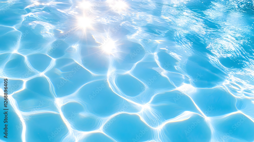 Aufkleber Breathtaking underwater view of a swimming pool with crystal clear turquoise waters and mesmerizing reflections of rippling waves on the surface