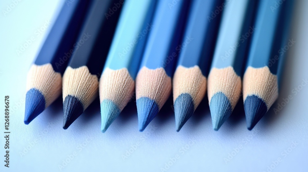 Poster elegant gradient of pastel blue pencil strokes showcasing artistic potential and subtle color transi