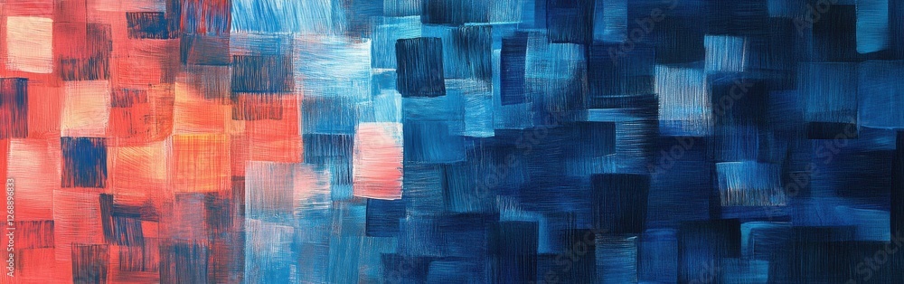 Aufkleber Elegant composition of colored blocks using pencil strokes in a harmonious blend of warm and cool tones